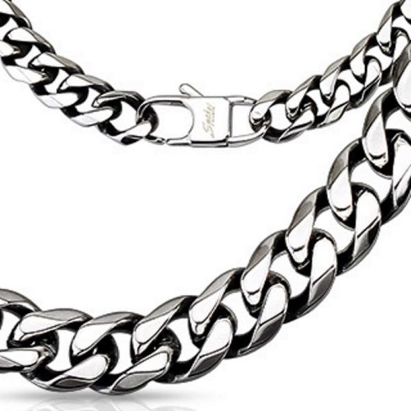 Koenigskette massiv 10mm breit Silber aus Edelstahl Herren