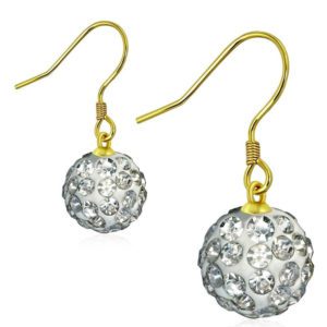 Ohrhaenger Discokugel Gold aus Edelstahl Damen