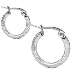 Ohrhaenger Karomuster Silber aus Edelstahl Damen