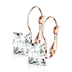 Ohrhaenger Kristall eckig rosegold aus Edelstahl Damen