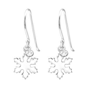 Ohrhaenger Schneeflocke mit Kristall aus .925 Silber Damen