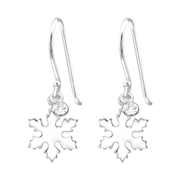 Ohrhaenger Schneeflocke mit Kristall aus .925 Silber Damen