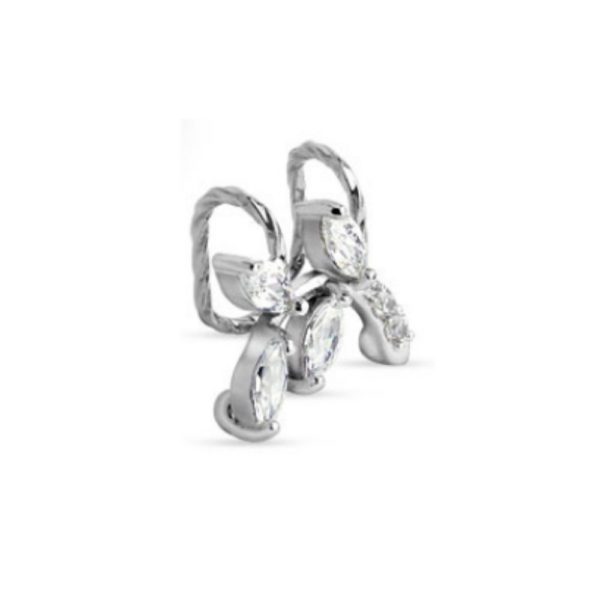 Ohrklemme Kristall-Zweig silber aus Messing fuer Damen