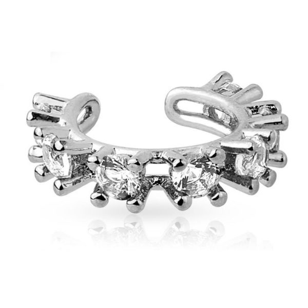 Ohrklemme Kristalle Silber Messing Unisex