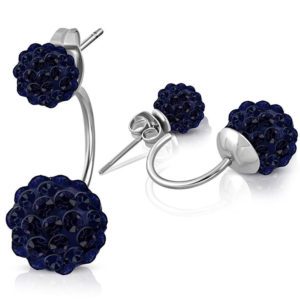 Ohrringe Shamballa dunkelblau Silber aus Edelstahl Damen