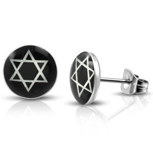 Ohrstecker Davidstern Schwarz-Silber aus Edelstahl Unisex