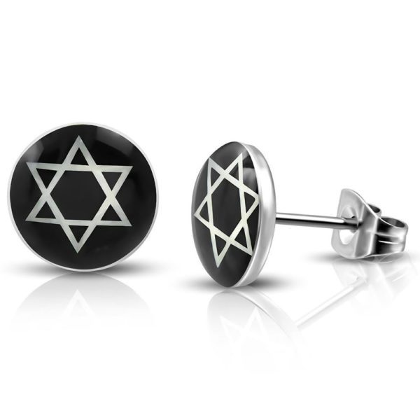 Ohrstecker Davidstern Schwarz-Silber aus Edelstahl Unisex