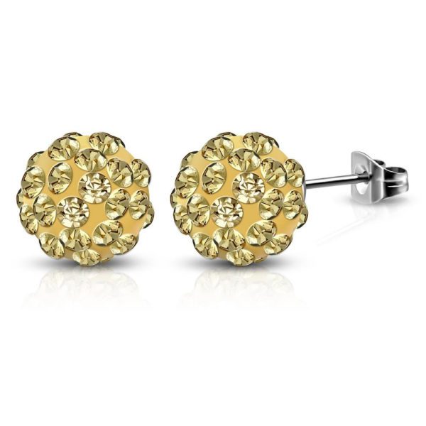 Ohrstecker Discokugel Beige Silber aus Edelstahl Damen