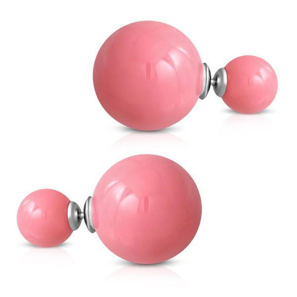 Ohrstecker Doppelperlen Pink aus Edelstahl Damen
