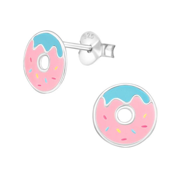 Ohrstecker Doughnut bunt aus .925 Sterling Silber Kinder