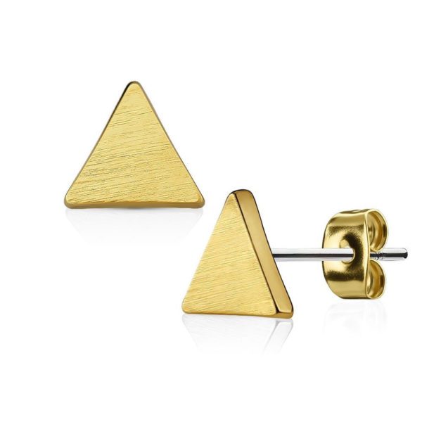 Ohrstecker Dreieck gebuerstet Gold aus Edelstahl Damen