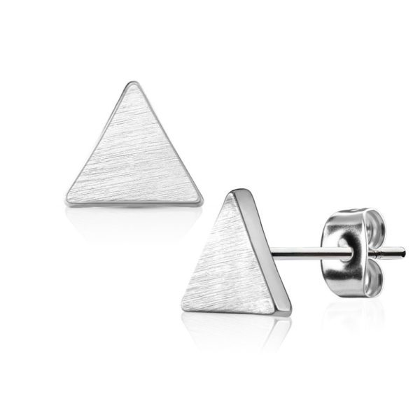 Ohrstecker Dreieck gebuerstet Silber aus Edelstahl Damen
