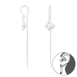 925 Sterling Silber Ohrhaken Ohrhaenger mit Zirkonia-Quadrat