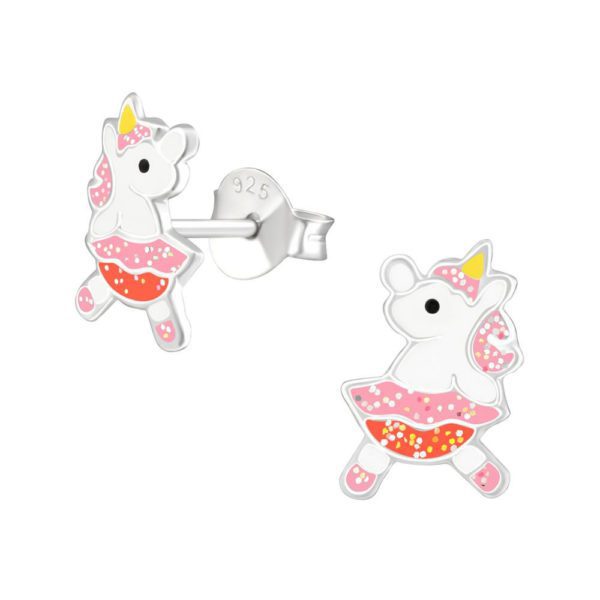 Ohrstecker Einhorn im Tuetue aus .925 Silber Kinder