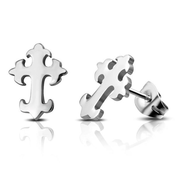 Ohrstecker Fleur des Lis verziert Silber aus Edelstahl Unisex