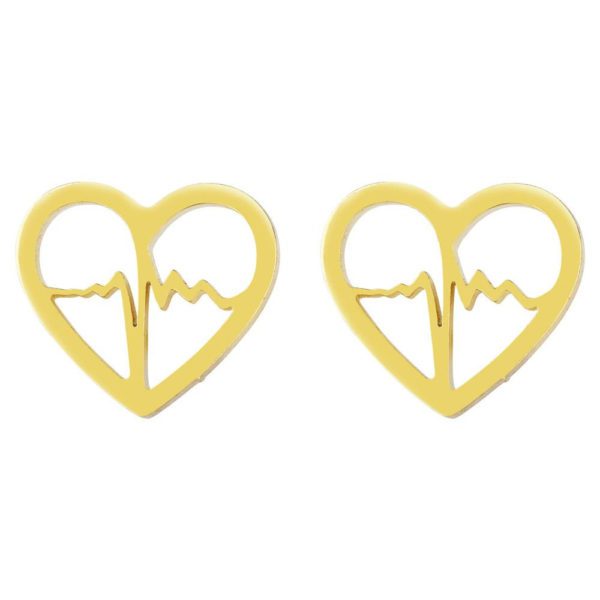 Ohrstecker Heartbeat gold aus Edelstahl Damen