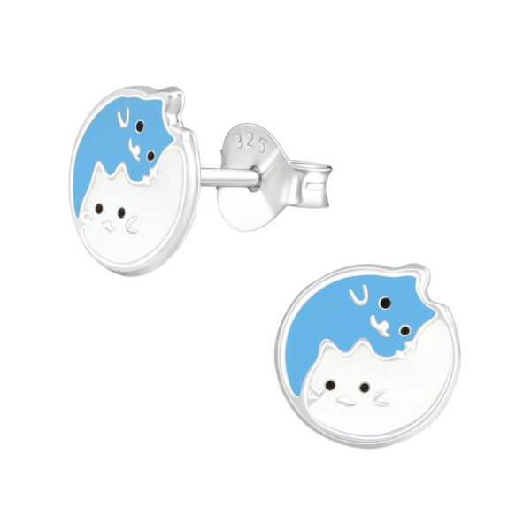 Ohrstecker Katzen Yin&Yang aus .925 Silber Kinder