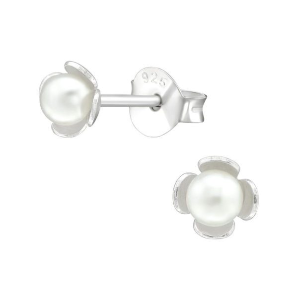 Ohrstecker kleine Bluete mit Perle aus .925 Silber Damen