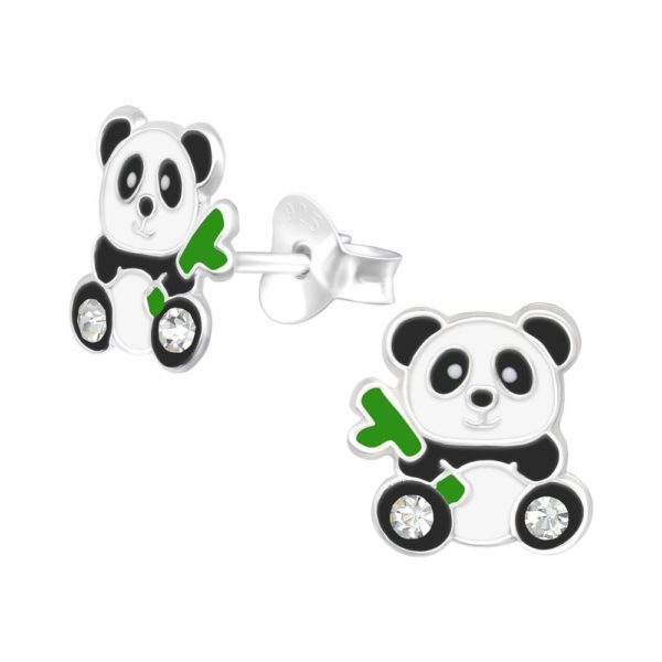 Ohrstecker Panda-Baer Silber aus 925 Silber Damen