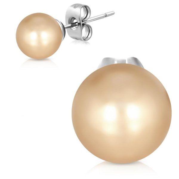 Ohrstecker Perle Bronze aus Edelstahl Unisex