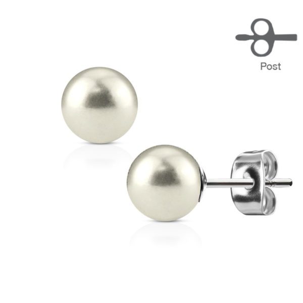 Ohrstecker Perle WeiÃƒÂŸ aus Edelstahl Unisex