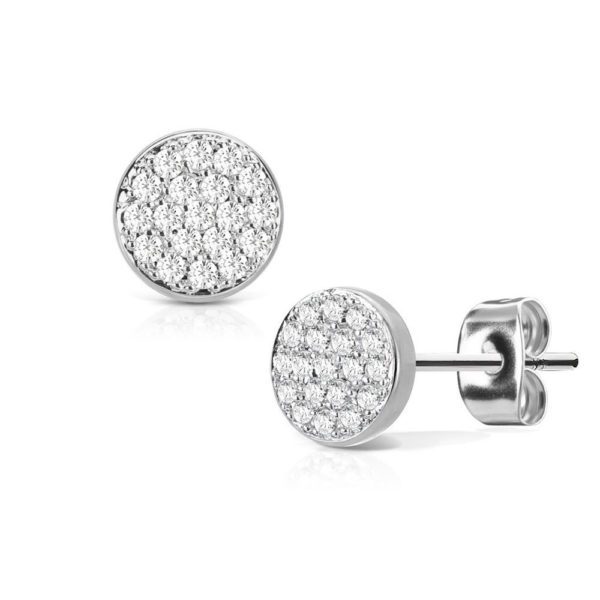 Ohrstecker rund Multikristalll Silber aus Edelstahl fuer Damen