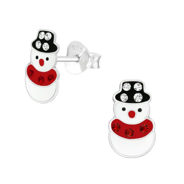 Ohrstecker Schneemann 925 Sterling Silber mit Kristallen
