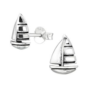 Ohrstecker Segelboot oxidiert aus massivem .925 Sterling Silber Damen