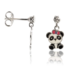 Ohrstecker 925 Sterling Silber mit Pandabaerchen und Zirkonia