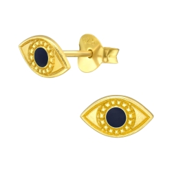 925 Sterling Silber Ohrstecker vergoldet Evil Eye Tuerkisches Auge