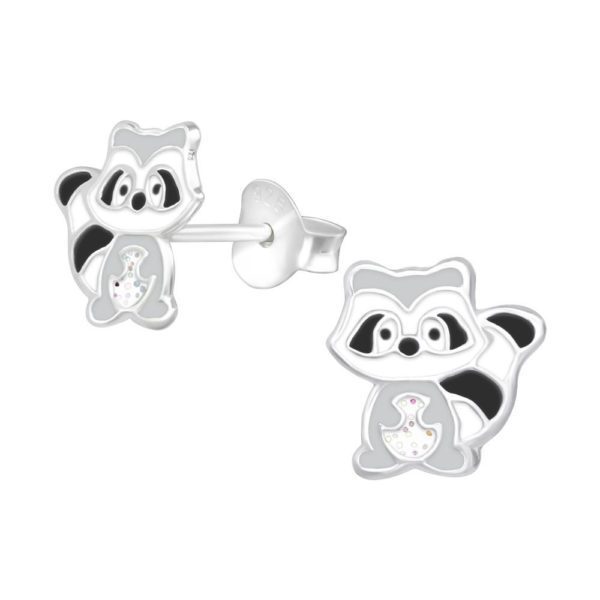 Ohrstecker Waschbaer aus .925 Silber Kinder