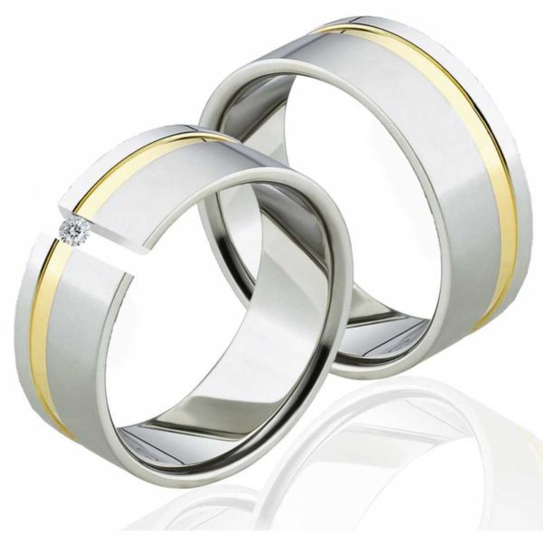 Partnerringe LUC46 mit Diamant und Gravur