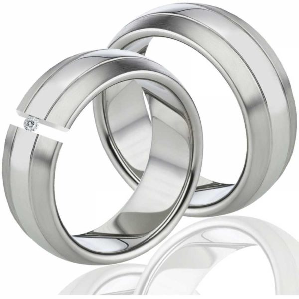 Titan Ringe Matt und poliert LUC73 mit Diamant
