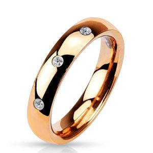 Ring 3 Kristalle Rosegold aus Edelstahl Damen