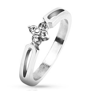 Ring Blumen & Kristalle Silber aus Edelstahl Damen
