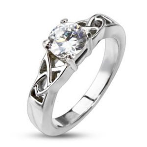 Ring Keltenknoten mit Kristall Silber aus Edelstahl Damen