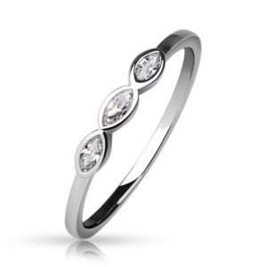 Ring Kristalle schmal Silber Messing Damen