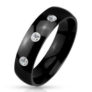 Ring Kristalle Schwarz aus Edelstahl Unisex