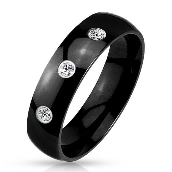 Ring Kristalle Schwarz aus Edelstahl Unisex