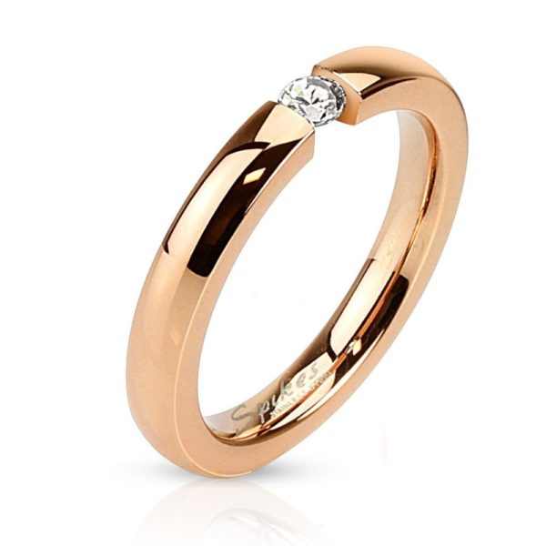 Ring mit Kristall Rosegold aus Edelstahl Damen