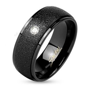 Ring Mittelteil sand-gestrahlt Schwarz aus Edelstahl Unisex
