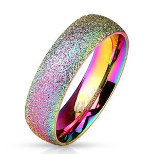 Ring Regenbogen sand-gestrahlt Bunt aus Edelstahl Unisex