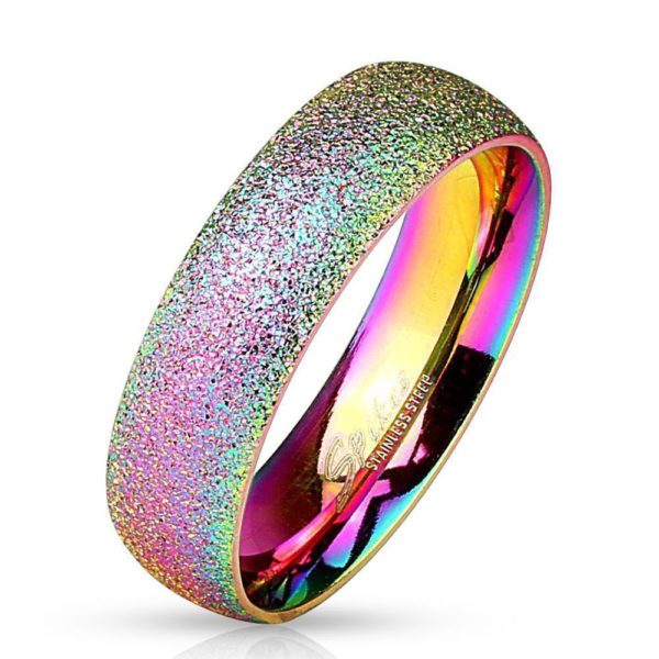 Ring Regenbogen sand-gestrahlt Bunt aus Edelstahl Unisex