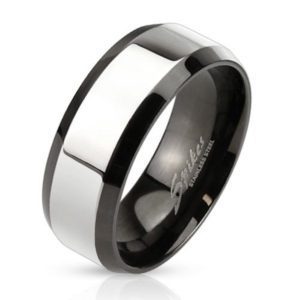 Ring silbernes Mittelteil Schwarz aus Edelstahl Herren