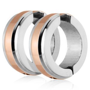 Rose Gold - Creolen mit Mittelring Silber aus Edelstahl Unisex