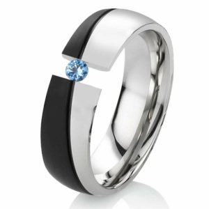 Damenring Edelstahl DE005 mit echtem Topas