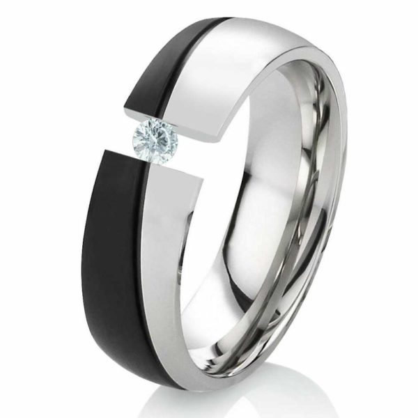 Damenring Edelstahl DE006 mit Zirkonia