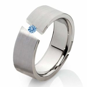 Damenring Edelstahl DE056 mit Topas Blau