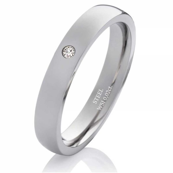 Damenring Edelstahl DE130 mit Zirkonia - Diamant