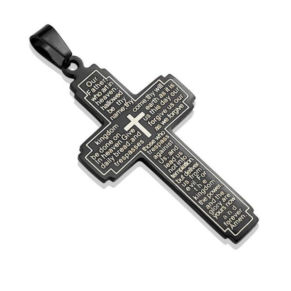 Schwarz - Kreuz-Anhaenger Lord's Prayer/Vaterunser
